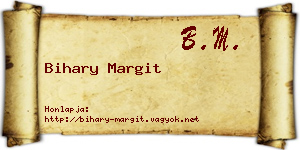 Bihary Margit névjegykártya